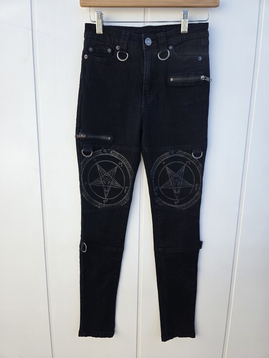 Killstar Denim - Killstar Grave Slave Skinny Goth Pentagram Occult Denim Jeans Size Small
